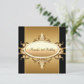 21e verjaardag Zwarte Bronze Gold Kaart (Staand voorkant)