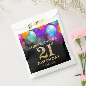21e verjaardag Zwarte en gouden ballonnen Bedankzakje (Gezegeld)