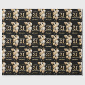 21e verjaardag zwarte en gouden ballonnen cadeaupapier (Vlak)