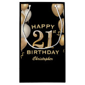 21e verjaardag Zwarte en gouden ballonnen Klein Cadeauzakje (Achterkant)