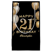 21e verjaardag Zwarte en gouden ballonnen Klein Cadeauzakje (Voorkant)