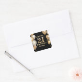 21e verjaardag Zwarte en gouden ballonnen Vierkante Sticker (Envelop)