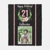 21e verjaardag zwarte florale naam fleece deken (Voorkant)