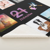 21e verjaardag zwarte foto collage naam sherpa deken (3/4)