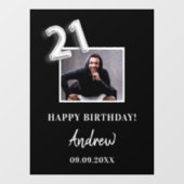 21e verjaardag zwarte foto naam man raamsticker (Vel)