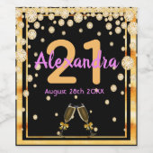 21e verjaardag zwarte gouddiamanten naam wijn etiket (Enkel label)