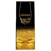 21e verjaardag zwarte gouden boegelegante naam wijn cadeautas (Achterkant)