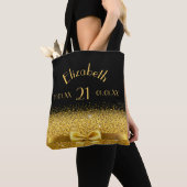 21e verjaardag zwarte gouden boog naam tote bag (Dichtbij)