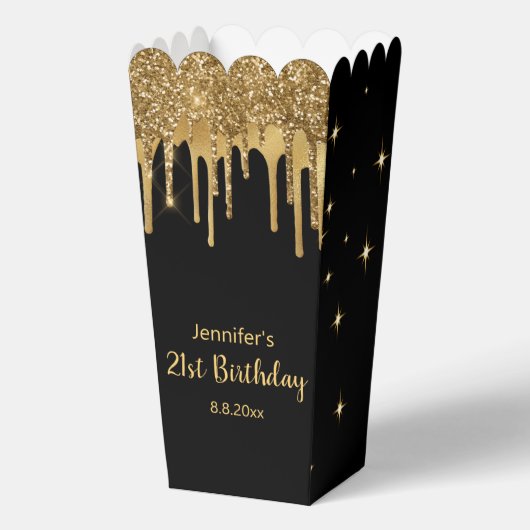 21e verjaardag zwarte gouden druppelaar bedankdoosjes (Voorkant)