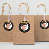 21e verjaardag zwarte gouden foto ronde sticker