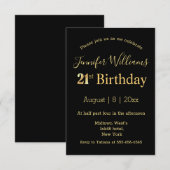 21e verjaardag zwarte gouden handschrift kaart (Voorkant / Achterkant)