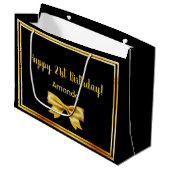 21e verjaardag zwarte gouden naam elegante boog groot cadeauzakje (Voorkant Gekanteld)
