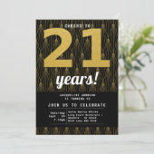 21e verjaardag zwarte goudfeest kaart (Staand voorkant)