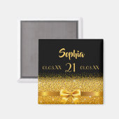 21e verjaardag zwarte goudmonogram datums magneet (Voorkant / Achterkant)