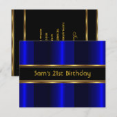 21e verjaardag Zwarte kobalt Blauwe Goudmannetjes Kaart (Voorkant / Achterkant)