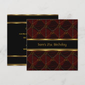 21e verjaardag zwarte leder goudmannetjes kaart (Voorkant / Achterkant)