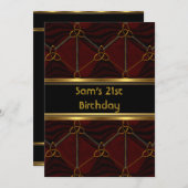 21e verjaardag zwarte leder goudmannetjes Mannen Kaart (Voorkant / Achterkant)