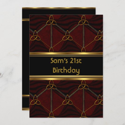 21e verjaardag zwarte leder goudmannetjes Mannen Kaart (Voorkant / Achterkant)