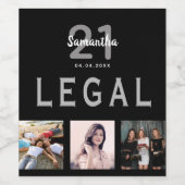 21e verjaardag zwarte legale foto collage wijn etiket (Enkel label)