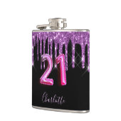 21e verjaardag zwarte paarse glitter scriptvriende heupfles (Links)