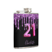 21e verjaardag zwarte paarse glitter scriptvriende heupfles (Rechts)