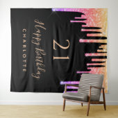 21e verjaardag zwarte regenboog roze paars wandkleed (In Situ (horizontaal))