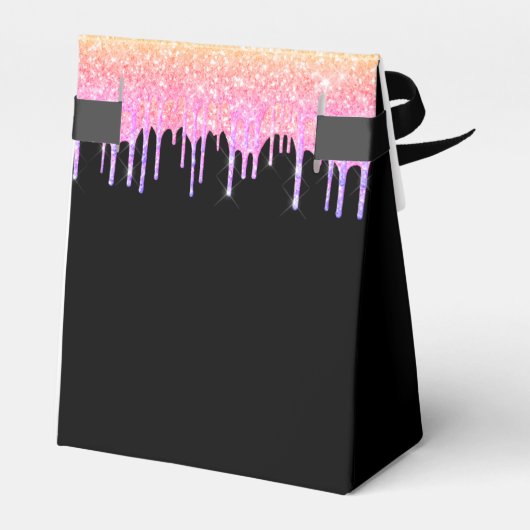 21e verjaardag zwarte regenbooglitter roze dank u bedankdoosjes (Achterkant)