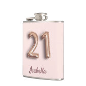 21e verjaardag zwarte roze roze roze gouden glazen heupfles (Links)