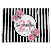 21e verjaardag zwarte strepen roze rozenrozennaam groot cadeauzakje (Voorkant)