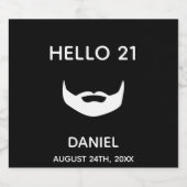 21e verjaardag zwarte witte baard leuke jongens ma bier etiket (Enkel label)