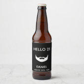21e verjaardag zwarte witte baard leuke jongens ma bier etiket (Voorkant)