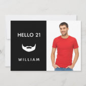 21e verjaardag zwarte witte baard leuke jongens ma kaart (Voorkant)