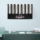 21e verjaardag zwarte witte strepen roze spandoek (Beurs)