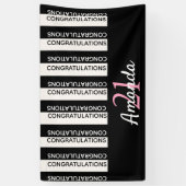 21e verjaardag zwarte witte strepen roze spandoek (Verticaal)