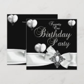21e verjaardag Zwarte zilveren ballonnen van de Zw Kaart (Voorkant / Achterkant)