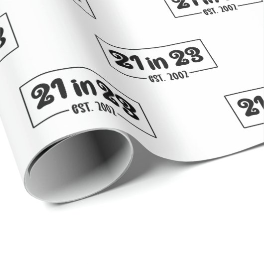 21e verjaardagscadeau 21 in 23 Est 2002 Cadeaupapier (Rol Hoek)