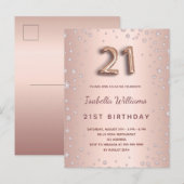 21e verjaardagscrisis roos gouden diamons ballonsc briefkaart (Voorkant / Achterkant)