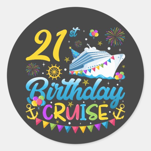 21e verjaardagscruise B-Day Party Ronde Sticker (Voorkant)