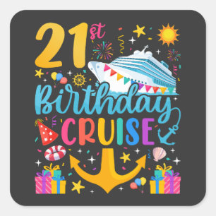 21e verjaardagscruise B-Day Party Vierkante Sticker