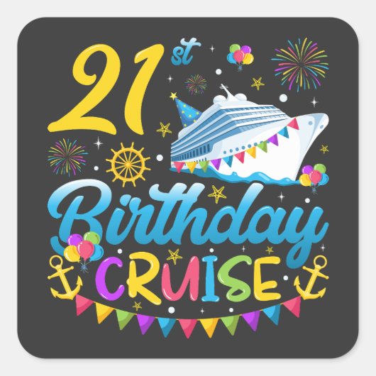 21e verjaardagscruise B-Day Party Vierkante Sticker (Voorkant)