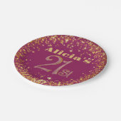 21e verjaardagsdecoratie Party Modern Roos Gold Papieren Bordje (Gekanteld)