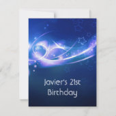 21e Verjaardagsfeest Abstract Blauw Exploderen Mod Kaart (Voorkant)