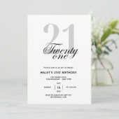 21e Verjaardagsfeest Chic Minimaal Kaart (Staand voorkant)