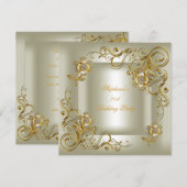 21e Verjaardagsfeest Crème Goud Diamant Kaart (Voorkant / Achterkant)