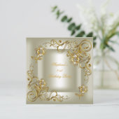 21e Verjaardagsfeest Crème Goud Diamant Kaart (Staand voorkant)