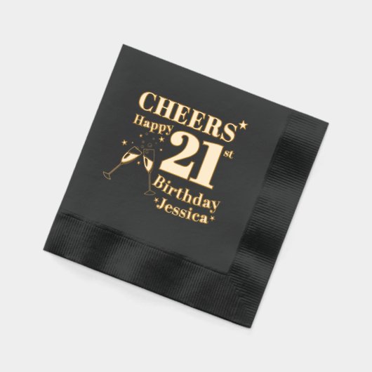21e verjaardagsfeest Eenentwintig proost bril Folie Servetten (Links)