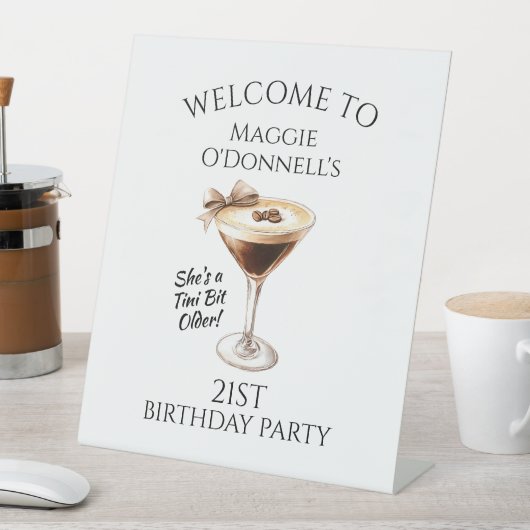 21e Verjaardagsfeest Espresso Martini Welkom Reclamebord Met Voetstuk (Insitu)