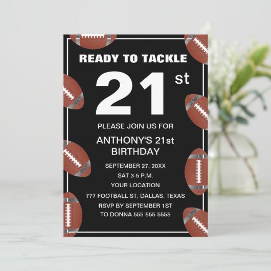 21e Verjaardagsfeest Football Zwarte Vader Sport Kaart (Staand voorkant)