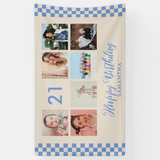 21e Verjaardagsfeest Foto Collage Banner (Verticaal)