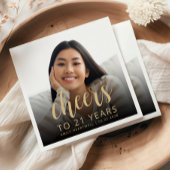 21e verjaardagsfeest Foto Gold Script Cheers Servet